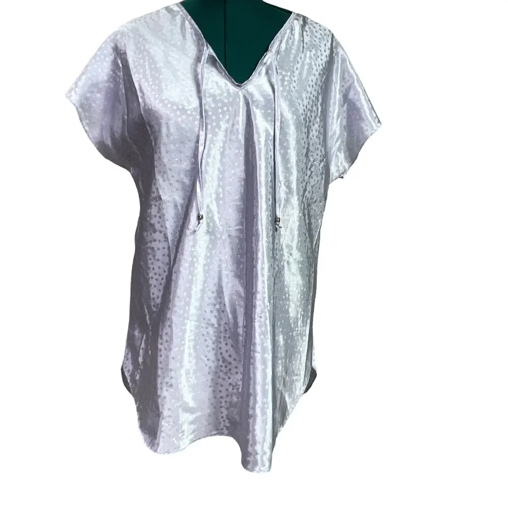 Delicate Treasures Intimates Lavender Shimmery Satin Nightie Night Gown Large